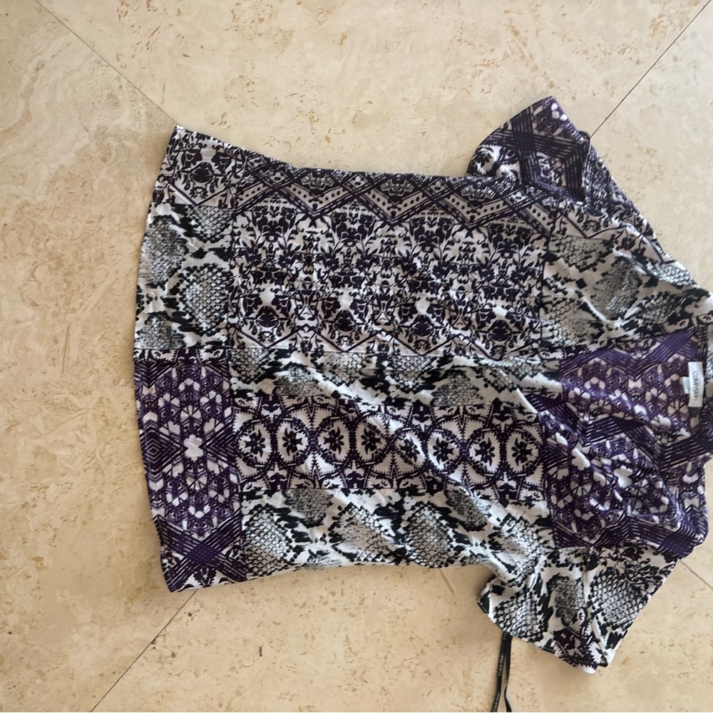 Calvin Klein Purple and Black Patterned Top